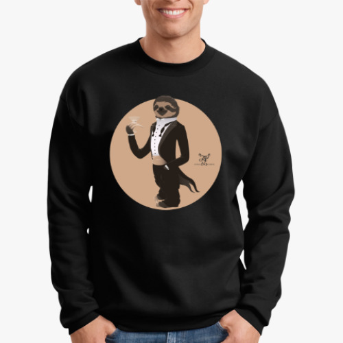 Свитшот с принтом Animal Fashion: S is for Sloth in Smoking