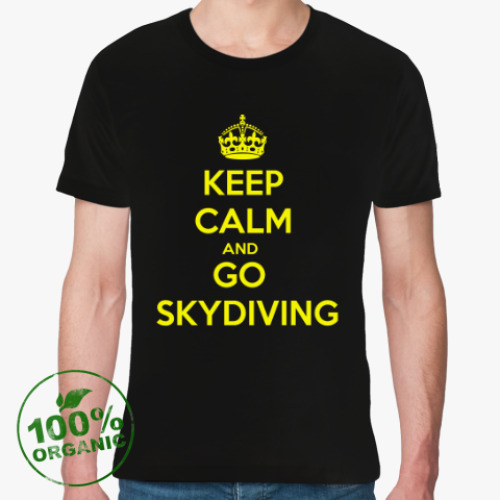 Футболка из органик-хлопка с принтом keep_calm_and_go_skydiving