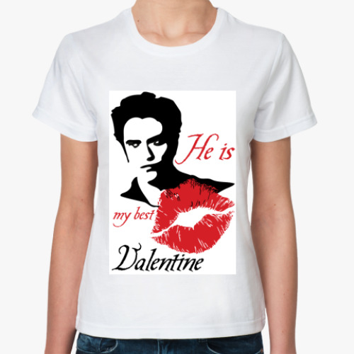 Классическая футболка с принтом My best Valentine