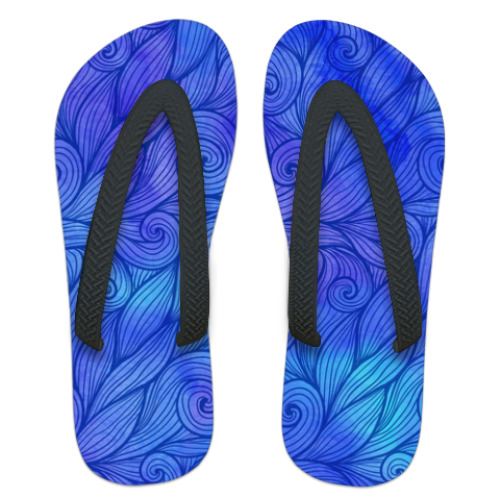 Шлепанцы (сланцы) с принтом волна