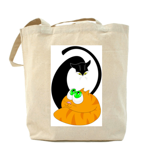 Сумка шоппер с принтом коты