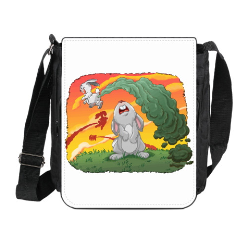 Сумка на плечо (мини-планшет) с принтом Летающие зайцы