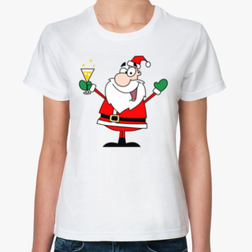 Классическая футболка с принтом Party Santa