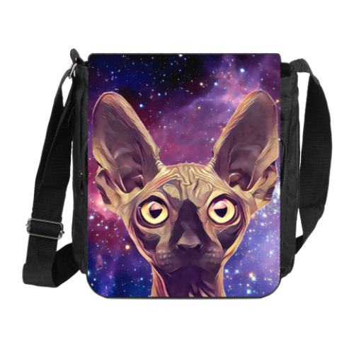 Сумка на плечо (мини-планшет) с принтом Кот в гиперпространстве