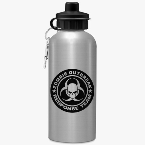 Бутылка с карабином (500 мл) с принтом Zombie outbreak response team