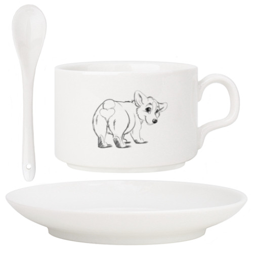 Кофейный набор с принтом corgi butt