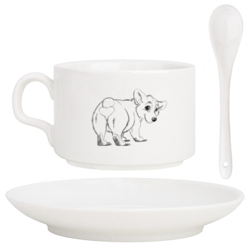 Кофейный набор с принтом corgi butt