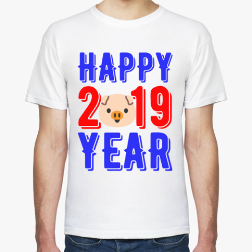 Футболка с принтом HAPPY YEAR 2019
