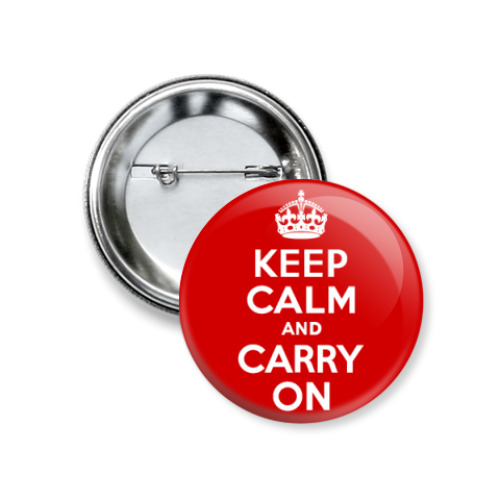 Значок 37мм с принтом Keep Calm and Carry On
