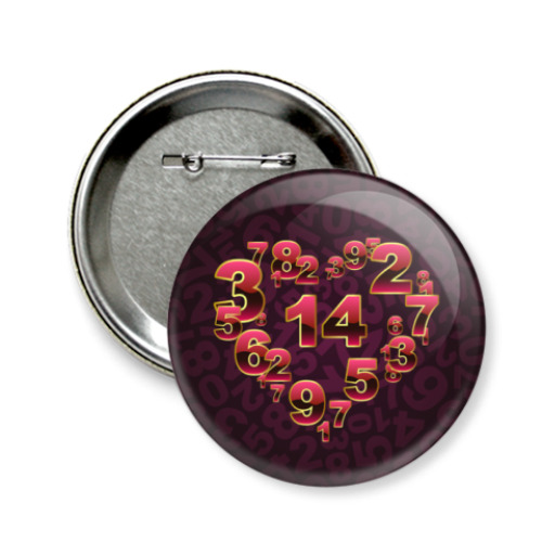 Значок 58мм с принтом   Сердце