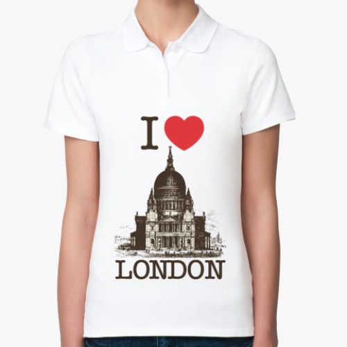 Женская рубашка поло (печать) с принтом I LOVE LONDON