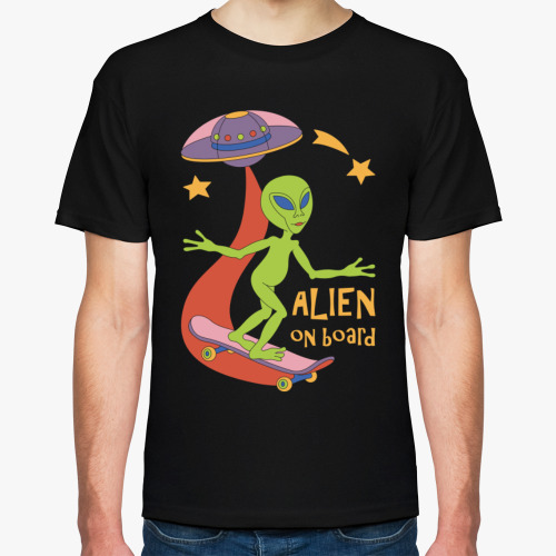 Футболка с принтом ALIEN ON BOARD