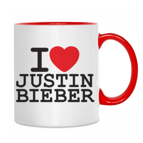 Кружка с принтом Я люблю Джастина Бибера