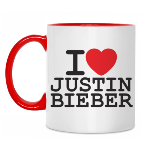 Кружка с принтом Я люблю Джастина Бибера