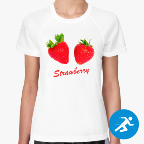Женская спортивная футболка с принтом Клубника