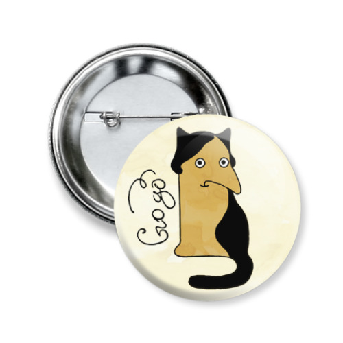 Значок 50мм с принтом Gogo из серии 'Writer cats'
