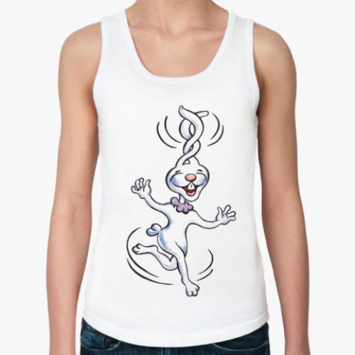 Женская майка с принтом Веселый заяц
