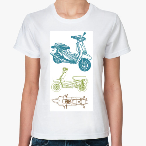 Классическая футболка с принтом Мотороллер