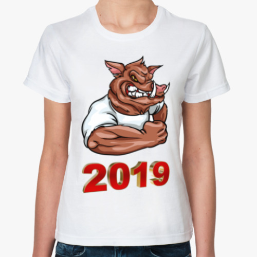 Классическая футболка с принтом Кабан 2019