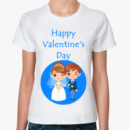 Классическая футболка с принтом С Днем Св.Валентина