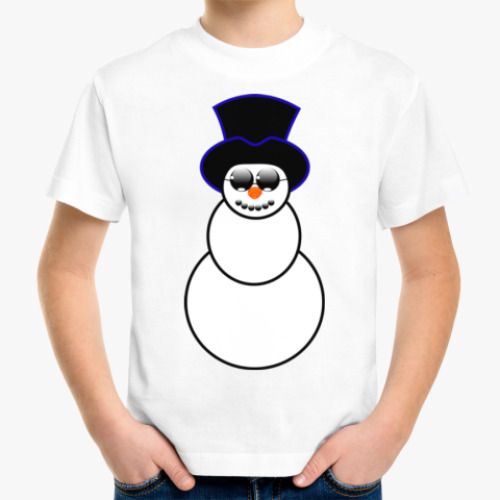 Детская футболка с принтом Кульный Снеговик