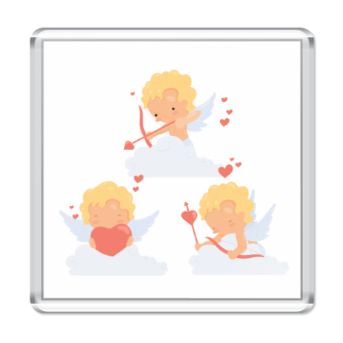 Магнит с принтом Купидоны (День Влюбленных)