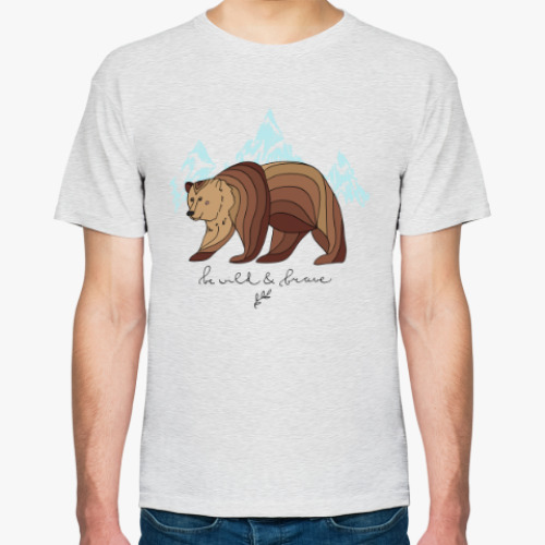 Футболка с принтом Бурый медведь/Be wild & brave