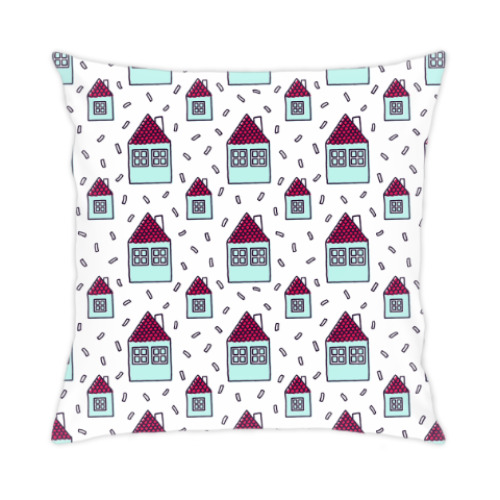 Подушка с принтом Houses