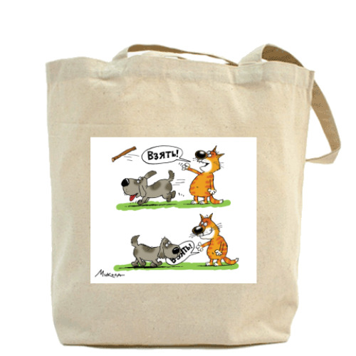 Сумка шоппер с принтом КОТЫ