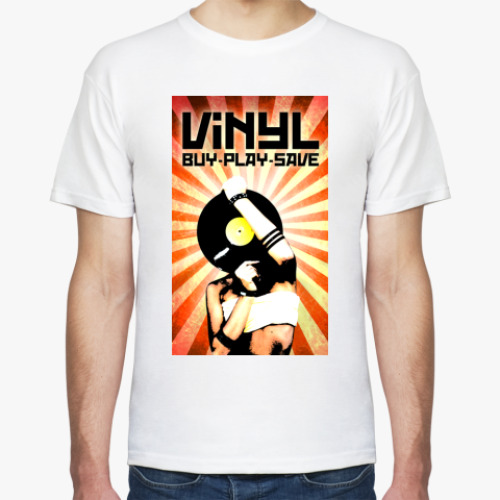 Футболка с принтом Vinyl. Buy, Play & Save