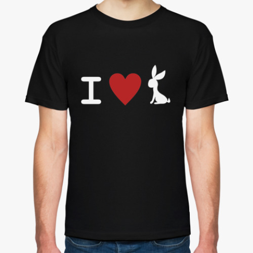 Футболка с принтом Я люблю кроликов