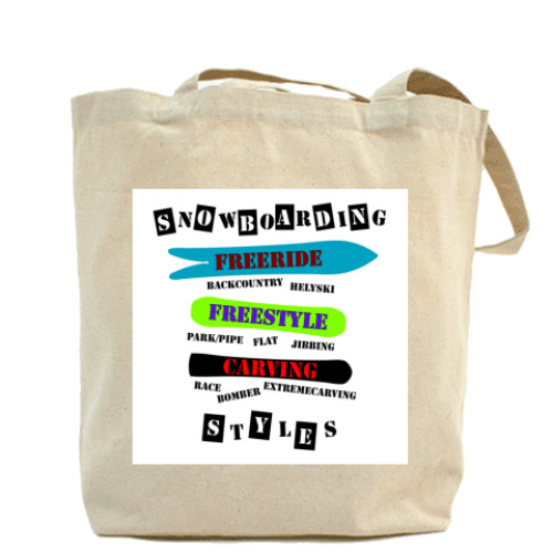 Сумка шоппер с принтом 'snowboarding styles'
