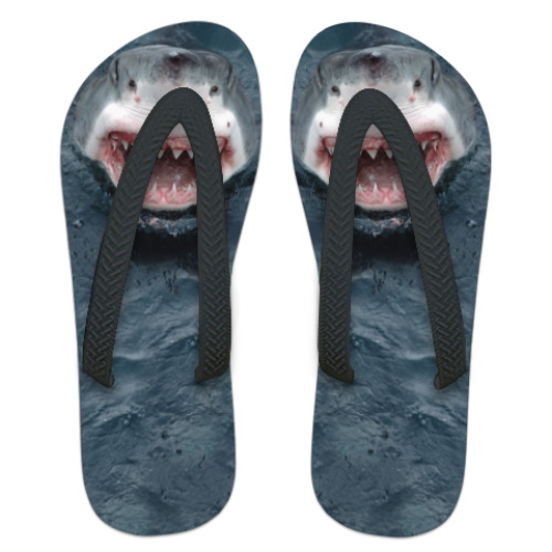 Шлепанцы (сланцы) с принтом Акула