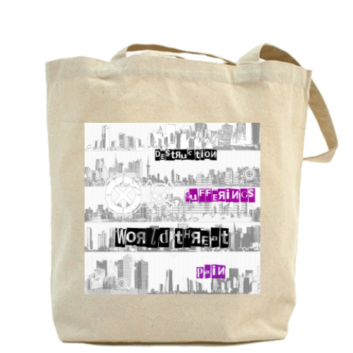 Сумка шоппер с принтом World threat