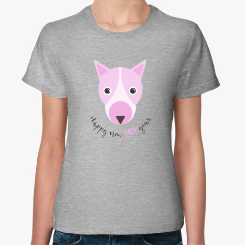 Женская футболка с принтом Бультерьер символ года 2018