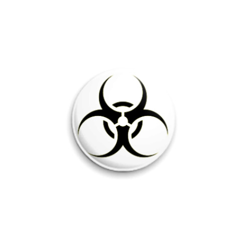 Значок 25мм с принтом Biohazard чёрный