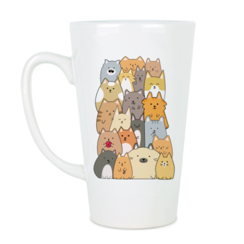 Чашка Латте с принтом Смешные коты (funny cats)