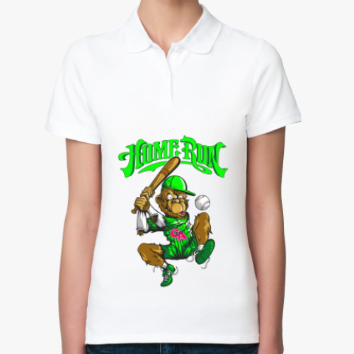 Женская рубашка поло (печать) с принтом Бейсбол