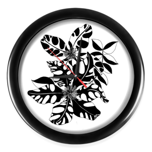Настенные часы с принтом Клематис