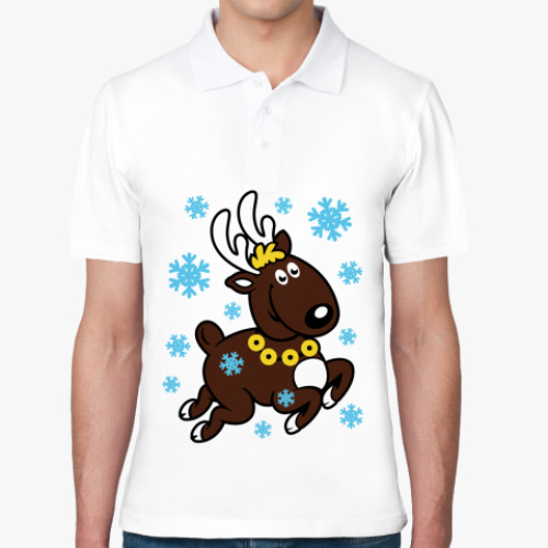 Рубашка поло с принтом Олень с бубенцами