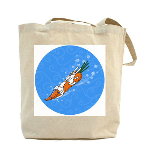 Сумка шоппер с принтом 'Зайки на морковке'