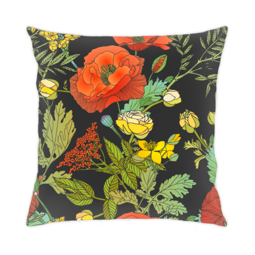 Подушка с принтом Цветы