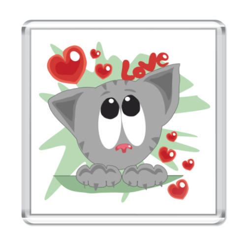 Магнит с принтом I love cats