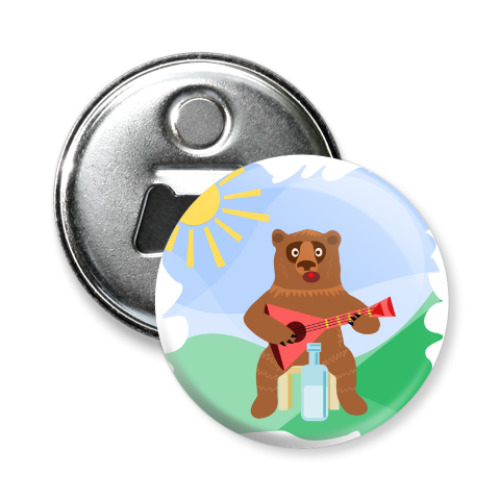 Магнит-открывашка с принтом I am Russian (bear)