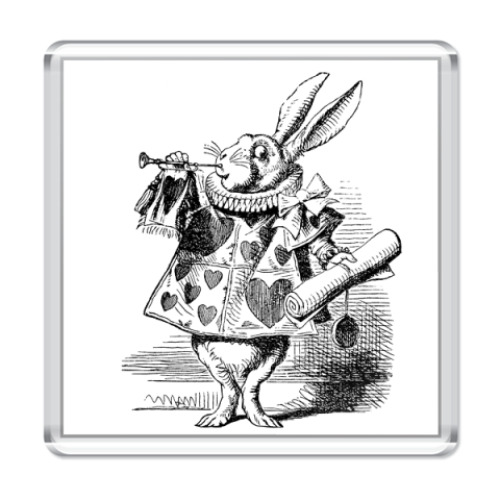 Магнит с принтом  'Белый Кролик'