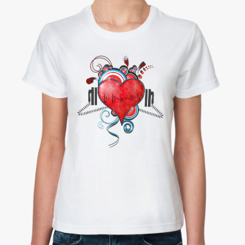 Классическая футболка с принтом Страстное сердце