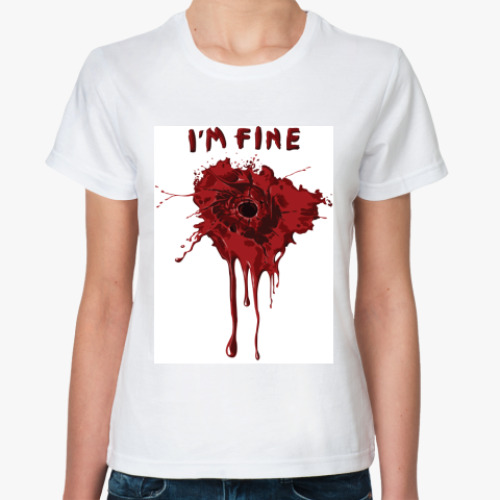 Классическая футболка с принтом I'm fine