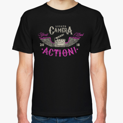Футболка с принтом Lights! Camera! Action!