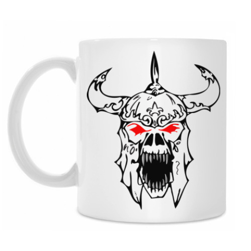 Кружка с принтом Череп в шлеме