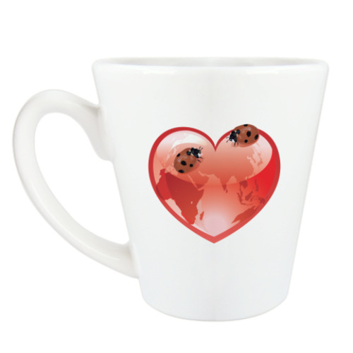 Чашка Латте с принтом Божьи коровки